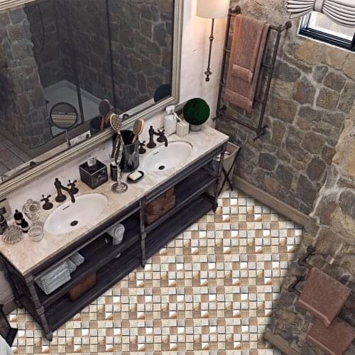 10pcs Mosaic Tile Wall Sticker PVC Modern Waterproof Tiles Moisture-proof with Film Mulching Decals Kitchen Decoration 10x10cm