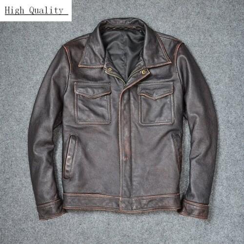 2020 New Fashion Genuine Leather Jacket Men Plus Size Winter Jacket Male Moto Biker Real Cow Leather Coat Streetwear 1917