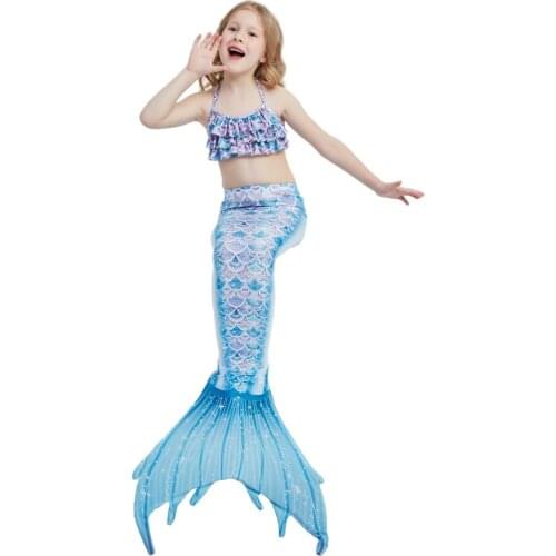 2021 free shipping New Kids Mermaid Tail Swimwear Bikini Set Bathing Suit Costume for birthday party designed high quality