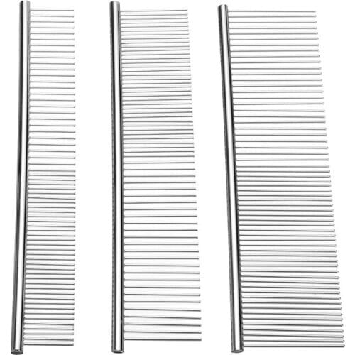 3/4/5*19cm Pet Dog Comb Stainless Steel Double Row Teeth Hair Trimmer High Quality Pet Combs Grooming Cleaning Brush