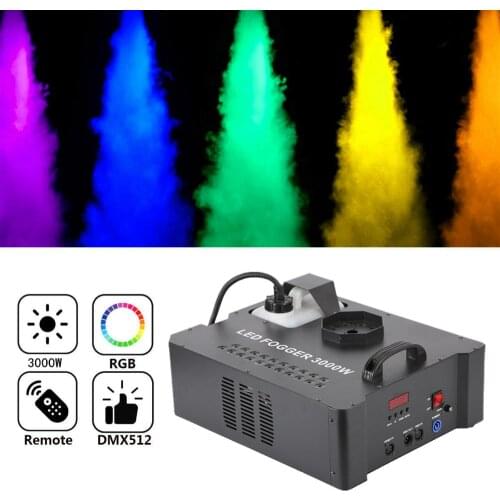 3000W DMX512 Stage Fogger With 30X3W LED Lights, Remote Fog Machine ,Professional Smoke Machine Stage Disco Party Event Lighting