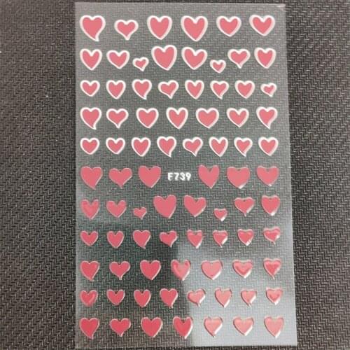 3D Nail Sticker Red Cute Love Heart Flower Stickers for Nails Self-Adhesive Design Stickers for Manicure Nail Art Decoration