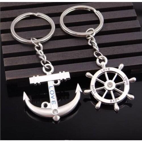 400pairs wedding favor gift and giveaways for guest -- Rudder And Anchor Keyring Keychain