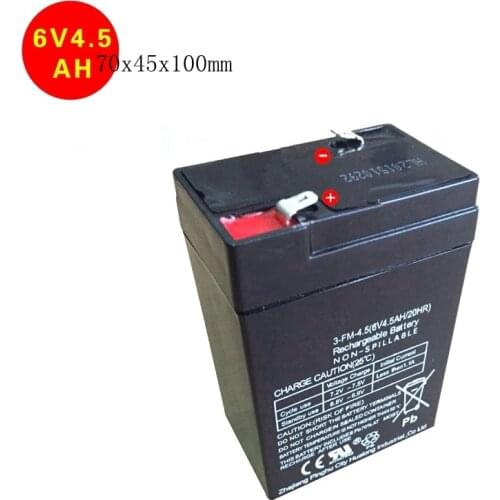 New 6V 4.5AH Storage Battery 70x45x100mm Agm Sealed Lead Acid Rechargeable Deep Cycle Toy Car Battery 4.5ah 4ah
