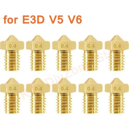Aokin 10 Pcs Extruder Nozzles 3D Printer Brass Nozzles for E3D V5 V6 0.4mm for 1.75mm Filament