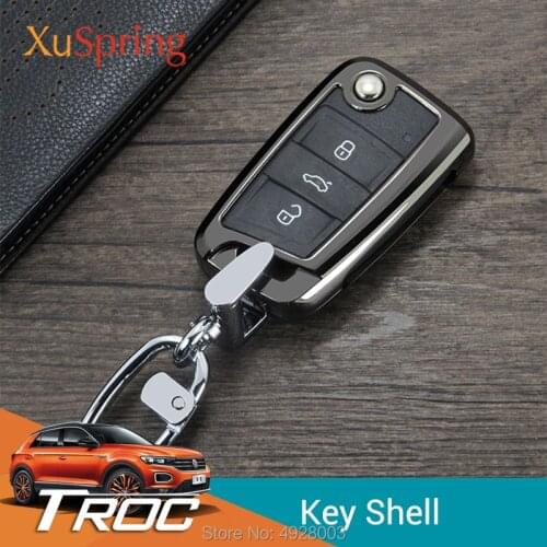 Car Smart Key Shell Cover Case Styling for Volkswagen VW T-roc Troc 2017 2018 2019 2020 2021
