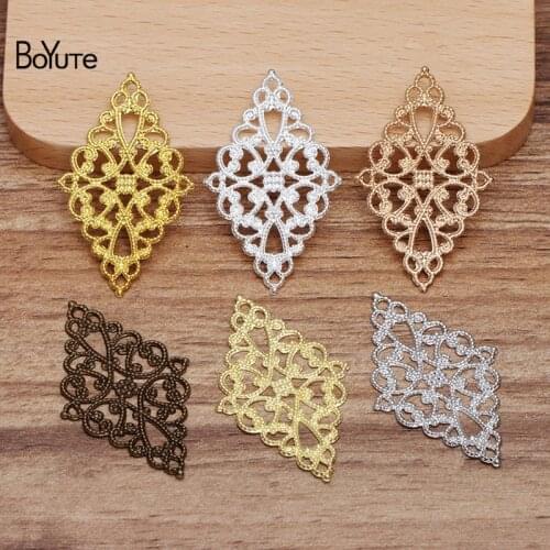 BoYuTe (100 Pieces/Lot) 45*26MM Metal Brass Stamping Filigree Findings Flower Sheet Diy Handmade Jewelry Accessories Wholesale