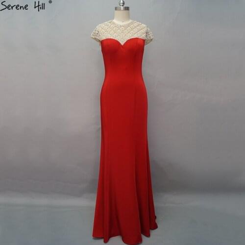 Dubai Red Sleeveless Diamond Beading Prom Dresses Design 2020 Real Photo Mermaid Sexy Satin Prom Gowns BLA60738