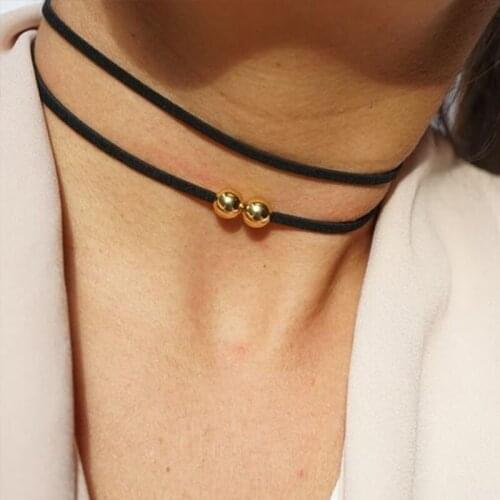 Double Suede Choker, Black Choker Necklace, Dainty Choker Necklace, Black Necklace Dainty