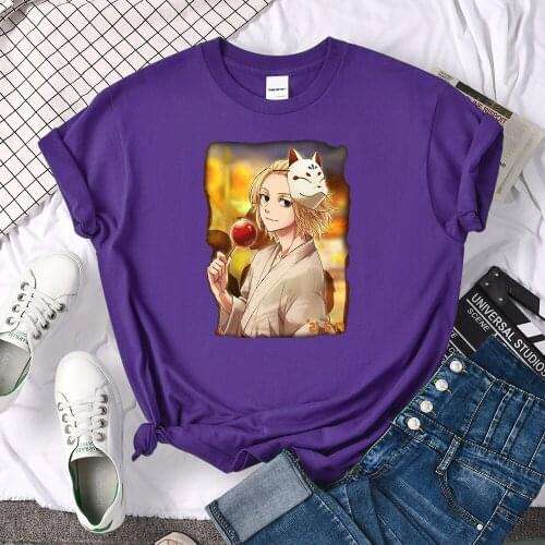 Tokyo revengers Manjiro Sano fox mask T Shirt Female Loose Fashion Tshirt Oversize O-Neck Tops Breathable Casual T-Shirts Women