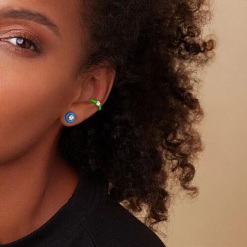 Geometric Round Dots Stud Earring For Girl Women Rainbow Neon Enamel Colorful Jewelry