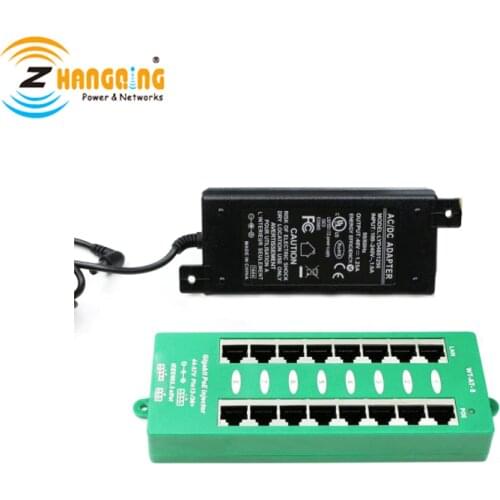 Gigabit 8 port PoE Injector 48 volt 60 watt Power supply, Active PoE Patch Panel Mode A For Security Products MikroTik IP Camera