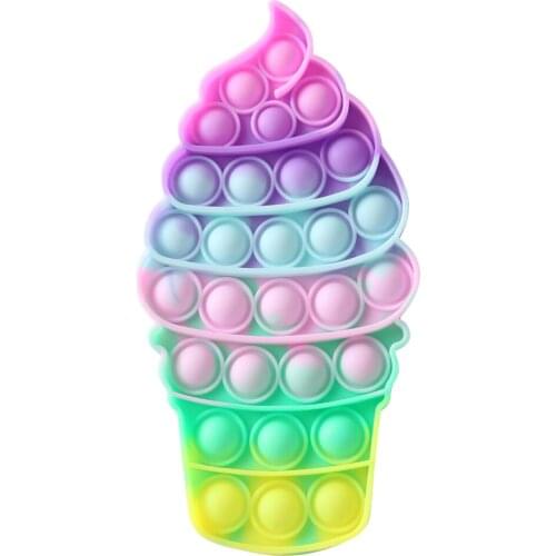 Ice Cream Antistress Fidget Toy Push Bubble Sensory Toy Rainbow Relief Adults Children Sensory Squishy Antistress Relief Toys