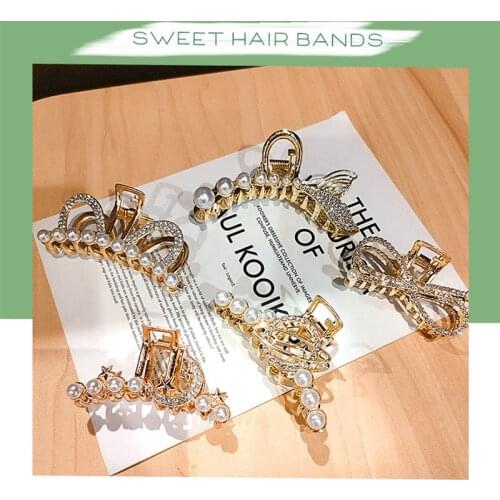 Korea Imitation Pearl Hairpin Fashion Rhinestone Alloy Hair Claw For Women 2021 New
