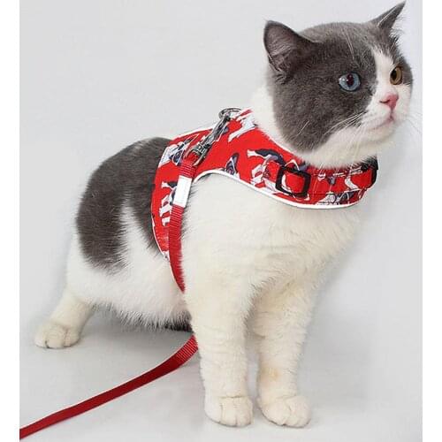Cat Harness + Traction Rope Cat Walking Harness Vest Reflective Chest Strap Kitten Leash Traction Rope Set Cat Vest Chest Strap