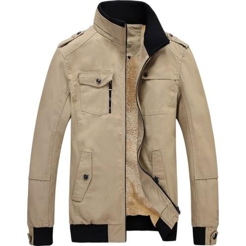 Jacket Men Stand Collar Military Jackets Mens Casual Outerwear Washed Coats Mens Autumn Winter Fleece Pocket Streetwear Jackets