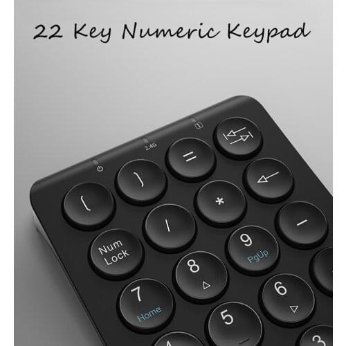 B O W HW159 Metal Back Panel Slim 22 Key Rechargeable 2.4G Wireless Numeric Keypad For Financial Accounting,Cash Register