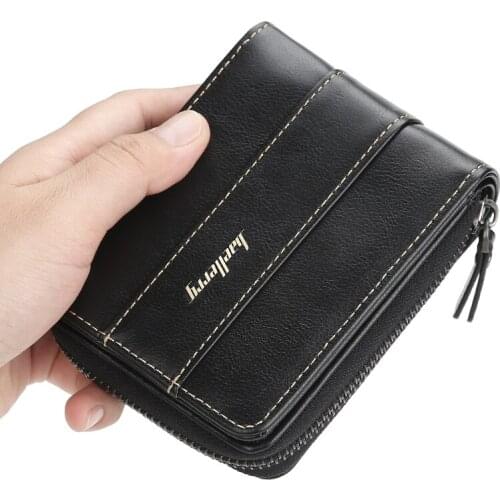 Mens, short, wallet, buckle, multiple card slots, drivers license, coin purse, tri-fold, zipper, wallet, new 2021