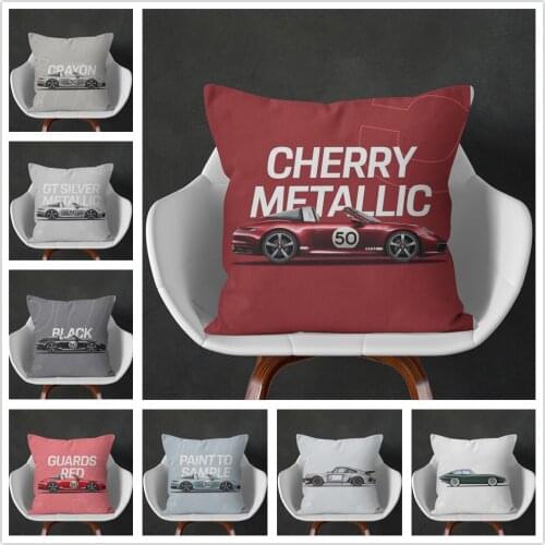 Super Car Side Cartoon Pattern Soft Short Plush Cushion Cover Pillowcase Home Sofa Car Decoration Pillowcase 45X45 Cm
