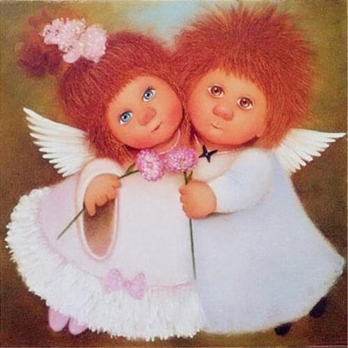 Angel Bee Flower DIY Embroidery 11CT Cross Stitch Kits Needlework Craft Set Cotton Thread Printed Canvas Home Sell