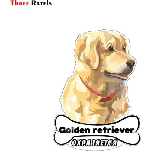 Three Ratels B539 Sticker On Car Gate Attention In The Yard Dog In Car Dog Golden Retriever Decals Waterproof Material