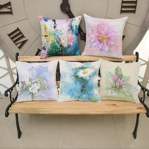 Cushion Cover Oil Painting Spring Flowers Artistic Decorative Pillows Wild Flowers Office Chair Pillow Cover Home Decor
