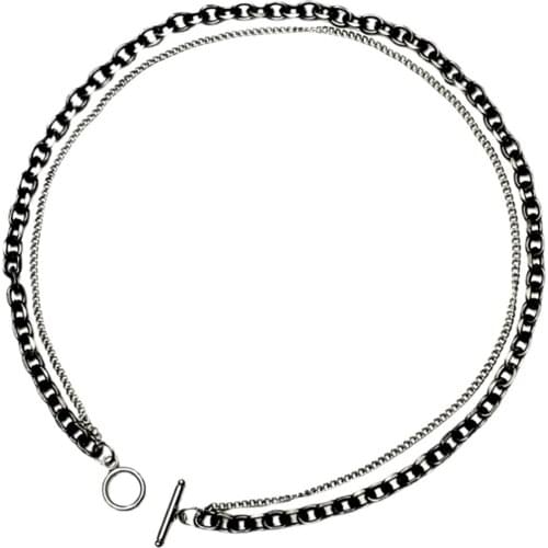 2021 New Retro Double Layer Clavicle Necklace With A Word Buckle For Men And Women The Same Wild Simple Street Fashion Brand