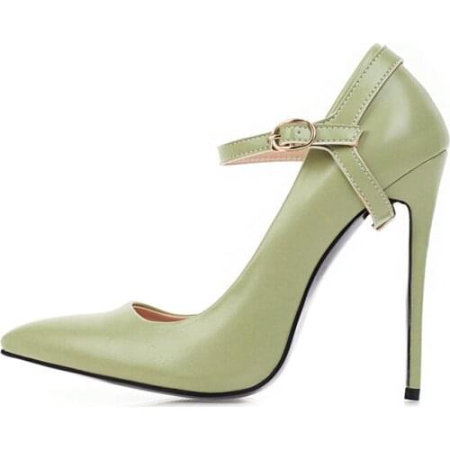 Large Size 45 48 Sexy High Heels Shoes Woman Fashion Pointed Toe Green Grey Black Heeled Shoes Pumps Women Thin Heels Party Shoe
