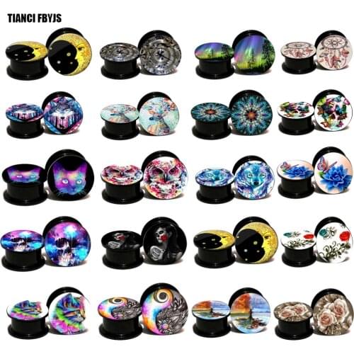 TIANCIFBYJS Acrylic Screw Ear Gauge Plug and Tunnel Ear Stretcher Expander 160pcs mix 10 logos 8 size Piercing Plug Tunnel Kits