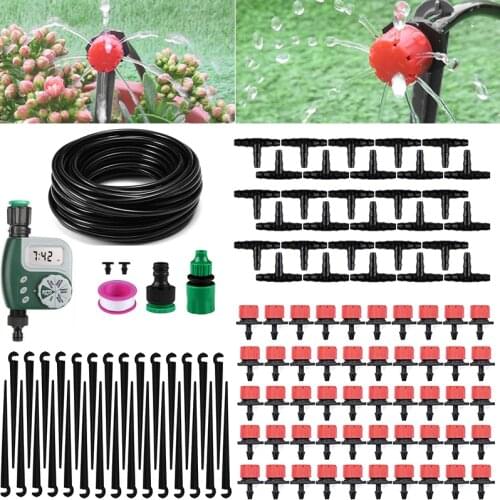 25m Garden DIY Micro Drip Irrigation System Plant Self Automatic Watering Timer Garden Hose Kits with Adjustable Dripper
