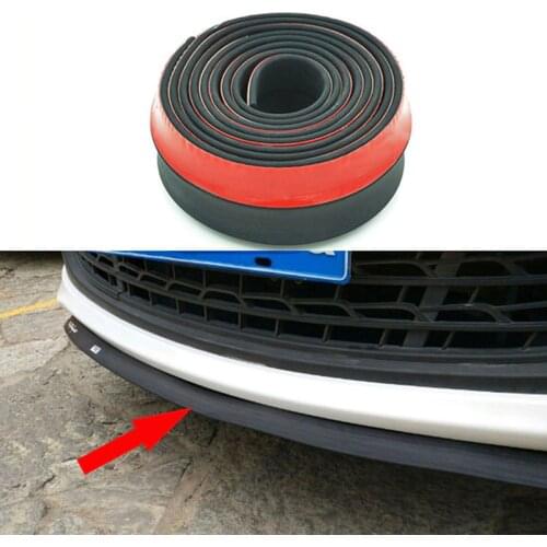 SPEEDWOW 2.5m Car Bumper Strip Carbon Fiber Rubber Spoiler Bumpers Rubber Soft Black Trim Car Bumper Lip Strip Car Styling