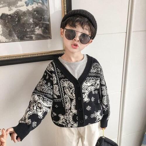 Boys Sweater Kids Outwear Tops Jackets 2021 Black Fleece Thicken Warm Winter Autumn Cardigan Costume Teenage Children Clothing