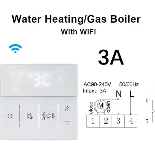 Wi Fi Intelligent Thermostat 3A Digital Temperature Controller for Gas Boiler Heating and Floor Heating, with LCD Touch Screen