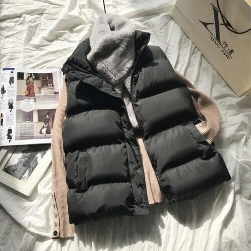 Winter Women Down Short Vest Casual Loose Warm Sleeveless Jacket With Zipper Female Fashion Cotton Padded Short Waistcoat