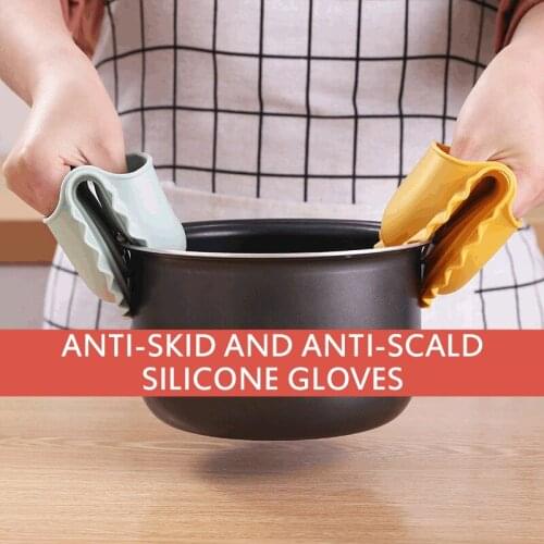 1PC 4 Color Silicone Anti-scald Heat Insulation Gloves Kitchen Insulated Oven Gloves Casserole Ear Pot Holder Handle Gloves