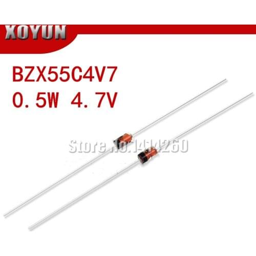 100pcs/lot BZX55C4V7 0.5W 4.7V 1/2W DO-35 Zener Diodes