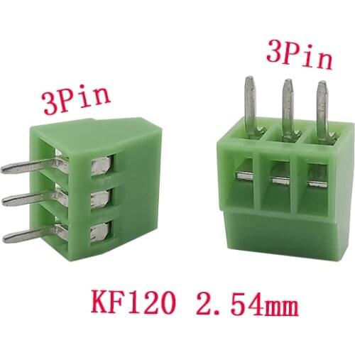 2/5/10/20Pcs KF120-2.54mm-3P Straight Pin PCB Mount Screw Straight Pin Terminal Green KF120 2.54mm Pitch 3Pin Terminal Connector