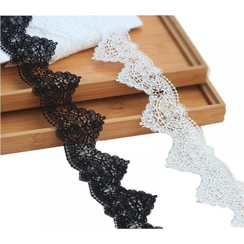 2Yard/Lot Lace Fabric Polyester 2 Colors Mesh Venise Lace TrimAppliques Lace Ribbon Alter Couture Supplies Vintage Embroidered