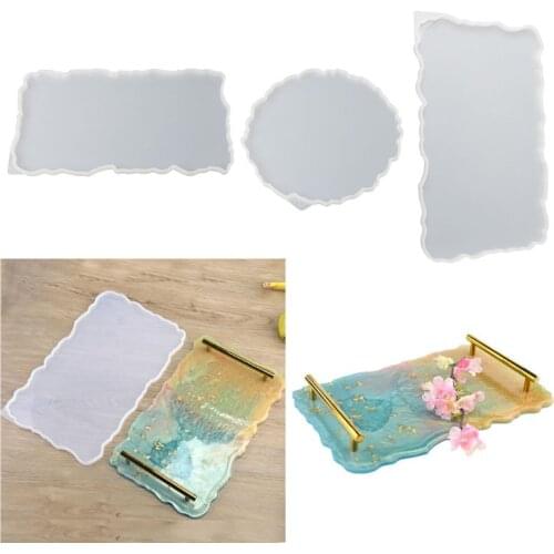 3Pcs Big Rectangle Round Plate Resin Mold Kit Flexible Silicone Oversized Fruit Disc Tray Resin Mold Clear Art Crafts