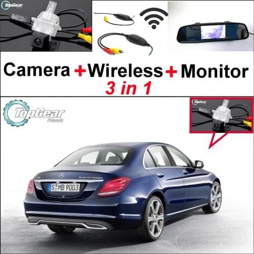 3 in 1 Special WiFi Camera + Wireless Receiver + Mirror Monitor Parking BackUp System For Mercedes Benz C MB W205 2014 2015