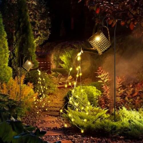 36LEDs 600mm Solar Powered Energy Watering Can Outdoor Solar Lamp Fairy String Light with Standing Solar Light IP65 Waterproof