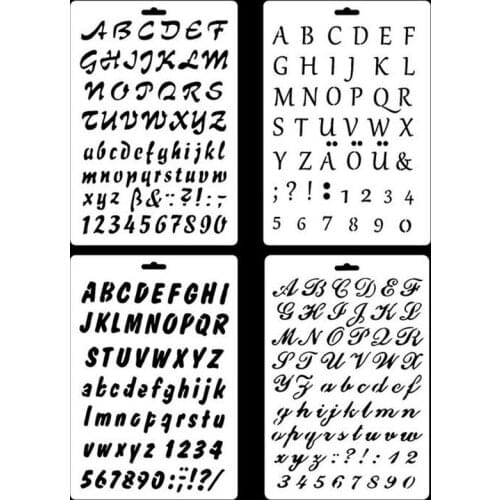 4Pcs Alphabet Letter Stencils Clear Stamps Seal Painting Scrapbook Coloring Embossing Album Decorative DIY Craft Template