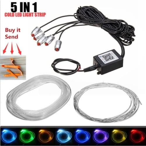 5 In 1 6.2 M active sound EL neon strip light RGB LED car light Indoor Multicolor Bluetooth phone Control light atmosphere 12V