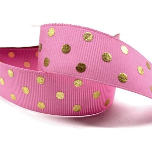 5yards 25mm 1" Grosgrain Ribbon Printed Spot Pattern for Christmas Wedding Decoration DIY Sewing Handmand Craft Accessories #12