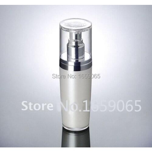 60ml press pump bottle with flower shape lid pearl white cosmetic container Cosmetic Packaging Travel Refillable Empty bottle