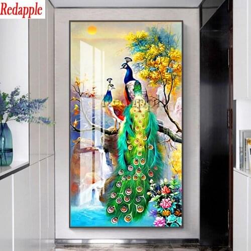 Animal Peacock Diamond Painting Cross Stitch Kit Full 5D DIY Diamond Embroidery blue birds Art Picture of Rhinestones Decor Gift