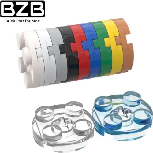 BZB MOC DIY 10pcs Part 4032a Plate Round 2x2 With Axle Hole Type 1 Cross Shaft Hole Building Blocks Bricks Kids DIY Toys Gift
