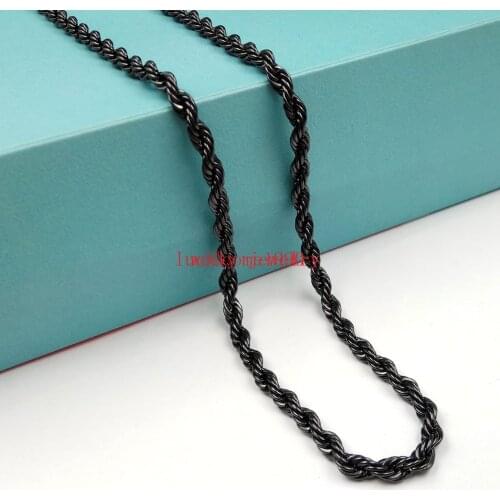 IP Black Plated Stainless steel Rope Chain Link Necklace 4mm 22''for mens jewelry