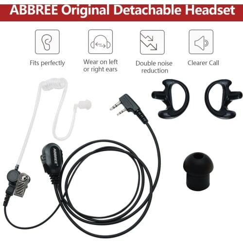 ABBREE Covert Acoustic Tube Earphone Headset Earpiece with Replacement Radio Earbud for Baofeng UV-5R UV-82 Walkie Talkie