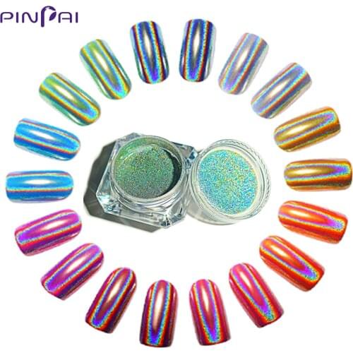 Holographic Glitter Laser Nail Powder Rainbow Nail Art Chameleon Chrome Pigment Powder UV Gel Polish Glitter Dust Manicure Decor